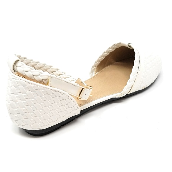 Women Braided Ballerina Flats, B-2281, White - Picture 3 of 6